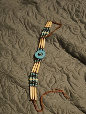 Turquoise and Cream Beaded Women’s Choker Necklace